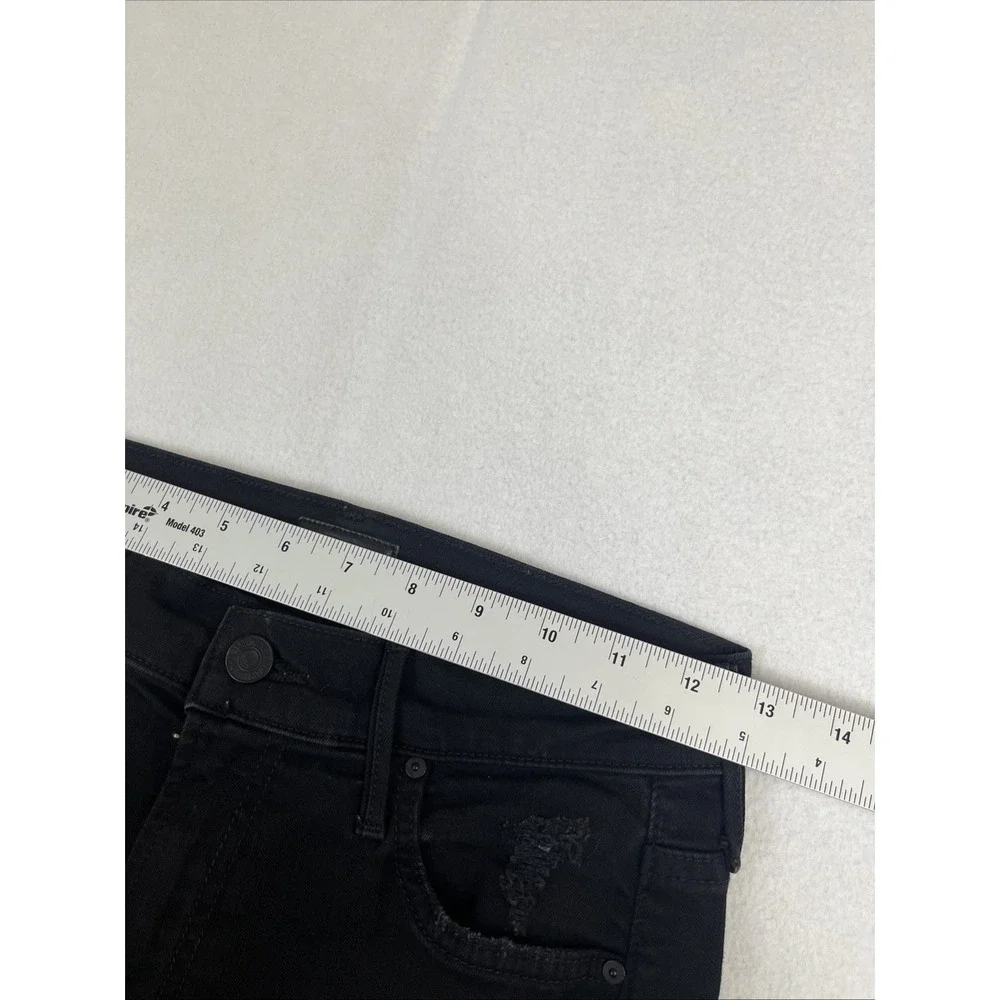 MOTHER Jeans The Rascal Ankle Fray 26x27 Black Guilty As Sin Straight Distressed